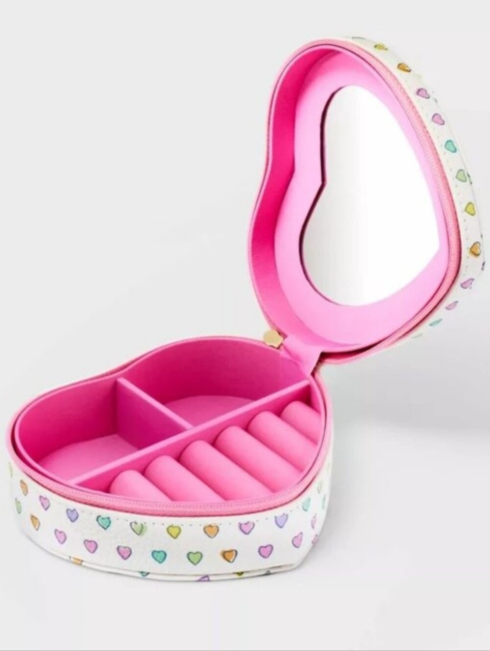 New Roller Rabbit X Target Disco Hearts Wave Heart Shaped Jewelry Box White&Pink - Picture 2 of 10